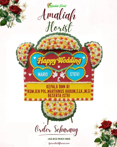 Karangan Papan Bunga Pernikahan di Margodadi